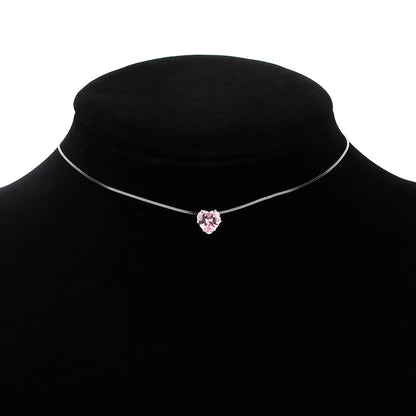 Simple Heart-Shape Color Zircon Necklace Wholesale