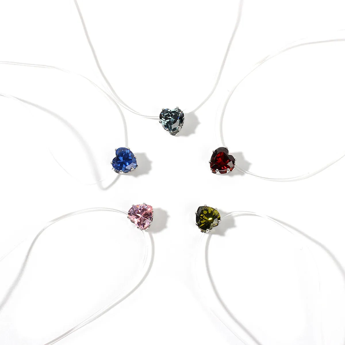 Simple Heart-Shape Color Zircon Necklace Wholesale