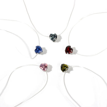 Simple Heart-Shape Color Zircon Necklace Wholesale