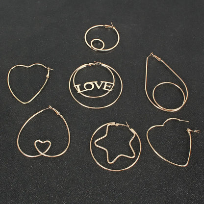 Simple Heart-shaped Love Alloy Earrings