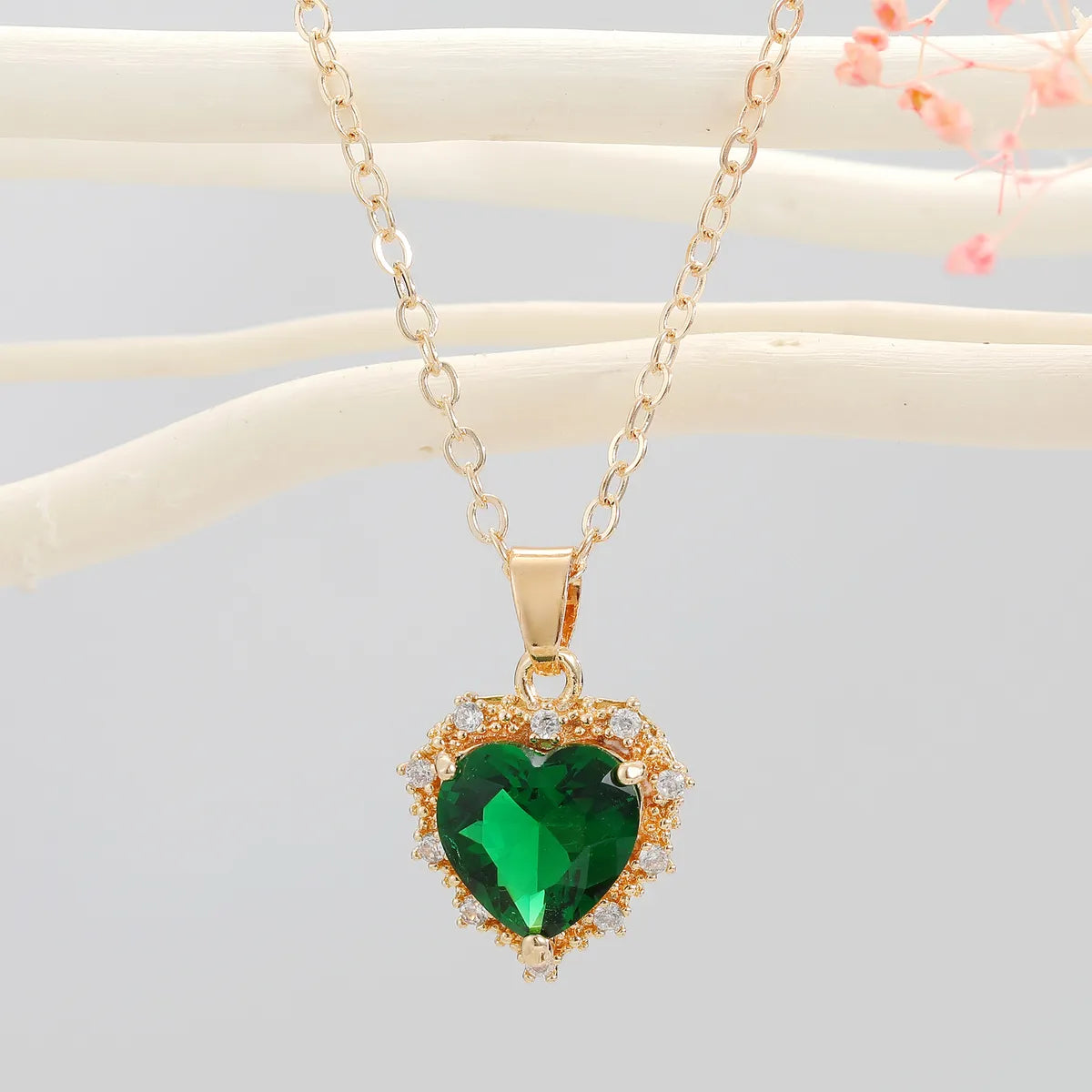 Simple Heart-Shaped Pendant Crystal Necklace