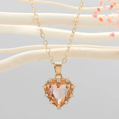 Simple Heart-Shaped Pendant Crystal Necklace