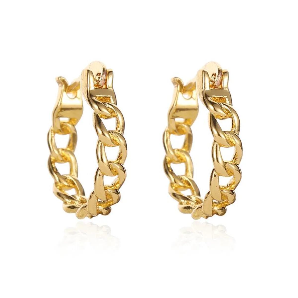 Simple Hollow Alloy Chain Hoop Earrings Nhdp145185