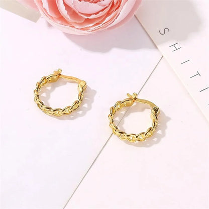 Simple Hollow Alloy Chain Hoop Earrings Nhdp145185