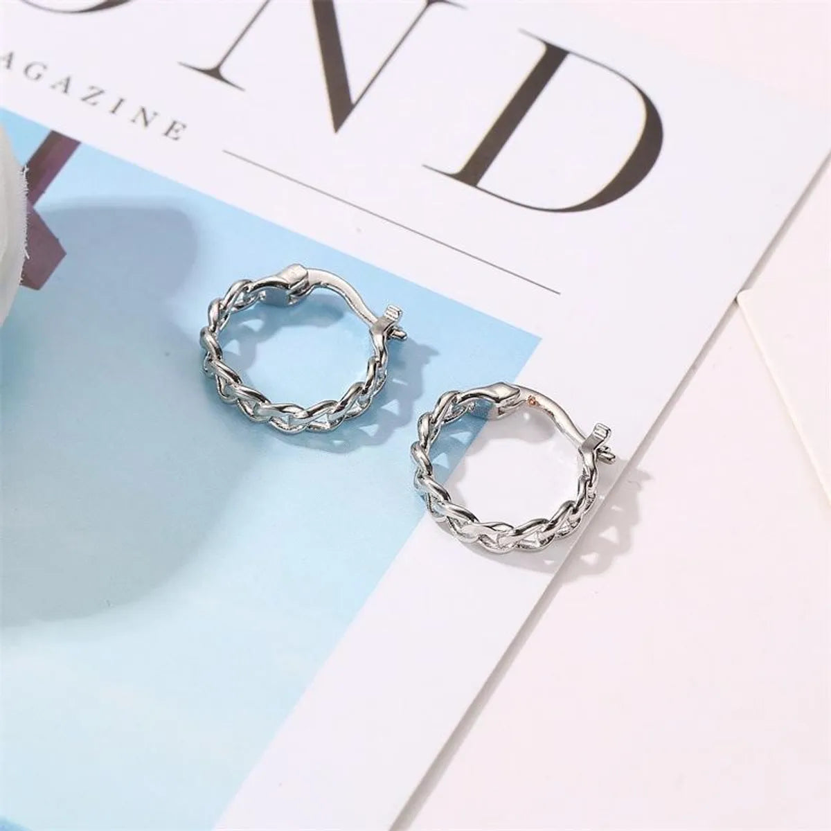 Simple Hollow Alloy Chain Hoop Earrings Nhdp145185