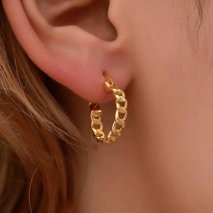 Simple Hollow Alloy Chain Hoop Earrings Nhdp145185