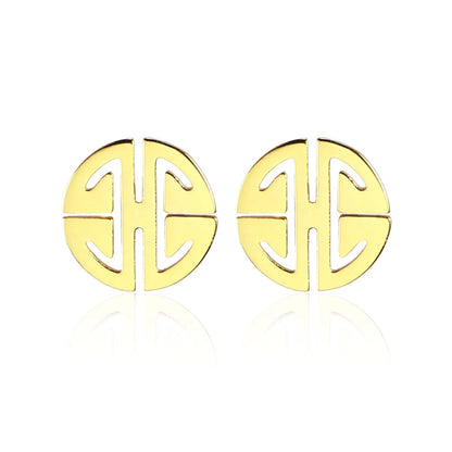 Simple Hollow Carved 18k Gold-plated Titanium Steel Stud Earrings Wholesale Gooddiy