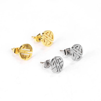 Simple Hollow Carved 18k Gold-plated Titanium Steel Stud Earrings Wholesale Gooddiy