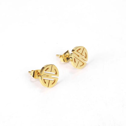 Simple Hollow Carved 18k Gold-plated Titanium Steel Stud Earrings Wholesale Gooddiy