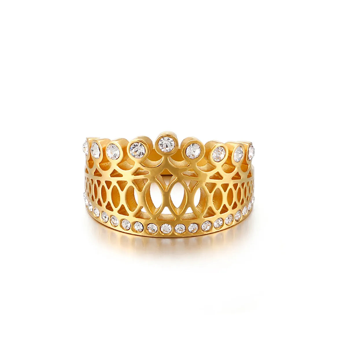 Simple Style Crown 18K Gold Plated Titanium Steel Wholesale