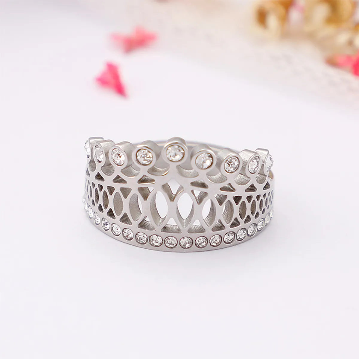 Simple Style Crown 18K Gold Plated Titanium Steel Wholesale