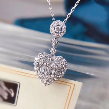 Simple Hollow Heart-Shaped Inlaid Zircon Copper Clavicle Chain Wholesale