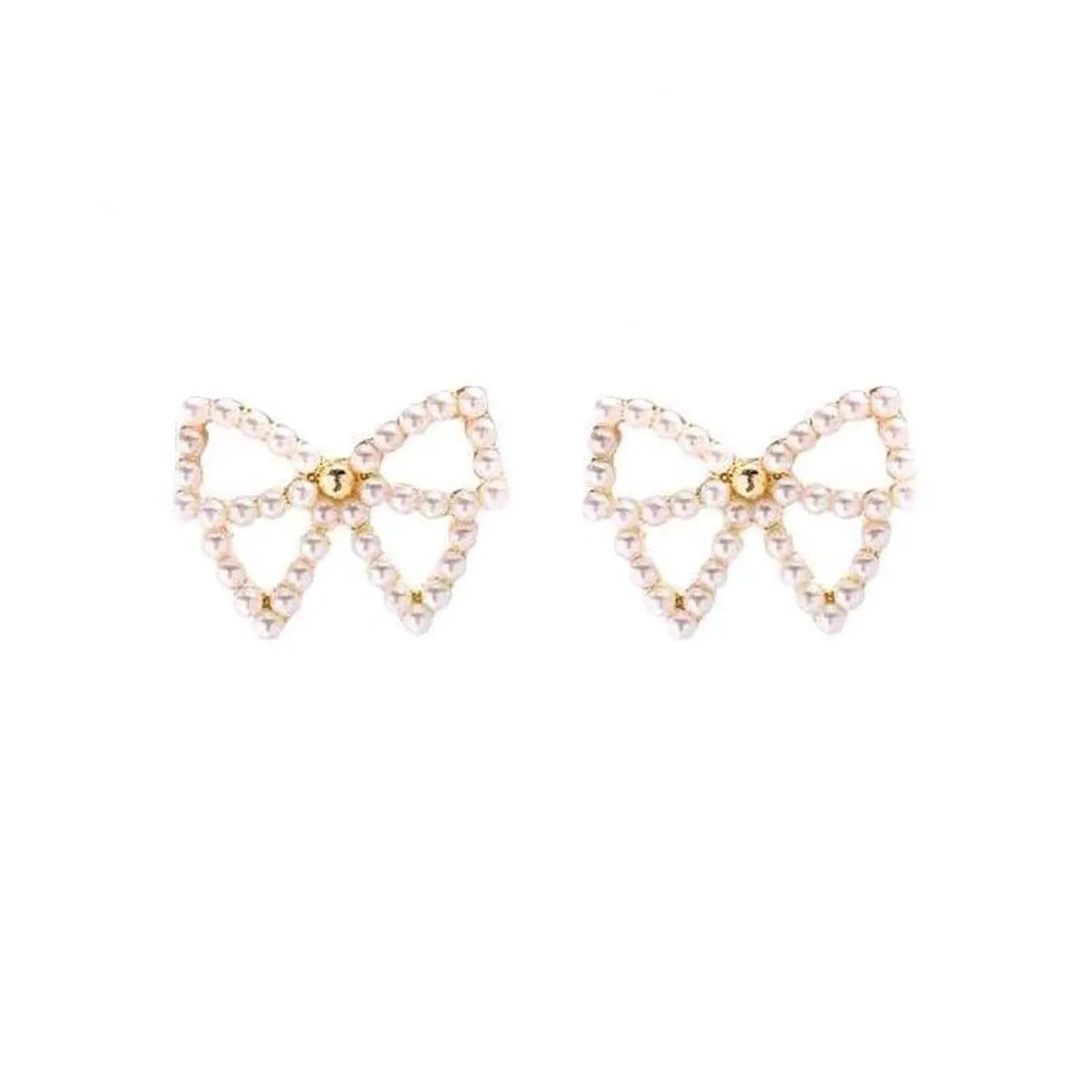 Simple Style Bow Knot Inlaid Pearls Alloy No Inlaid Earrings Ear Studs