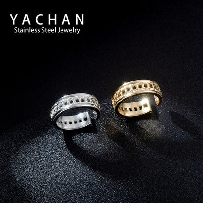 Simple Hollow Stainless Steel Opening Adjustable Fashion Ring