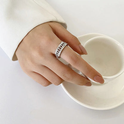 Simple Hollow Stainless Steel Opening Adjustable Fashion Ring