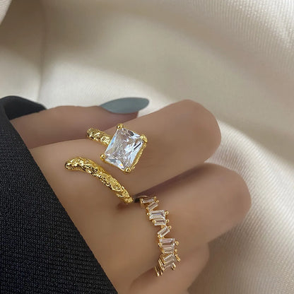 Simple Inlaid Zircon Fashion Irregularly Inlaid Zircon Creative Ring