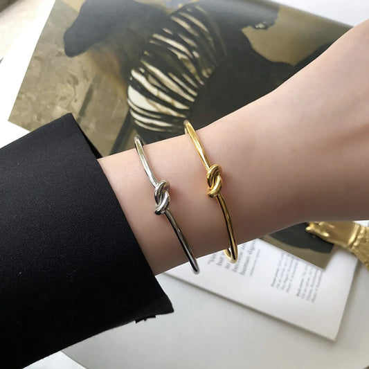 Simple Knotted Titanium Steel Plated 18k Gold Bracelet Wholesale Gooddiy