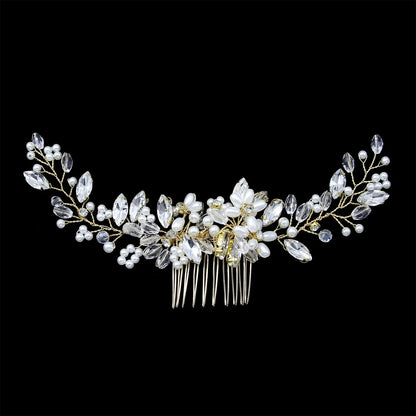 Simple Leaf Pearl Hair Combs Wedding Hair Accessories