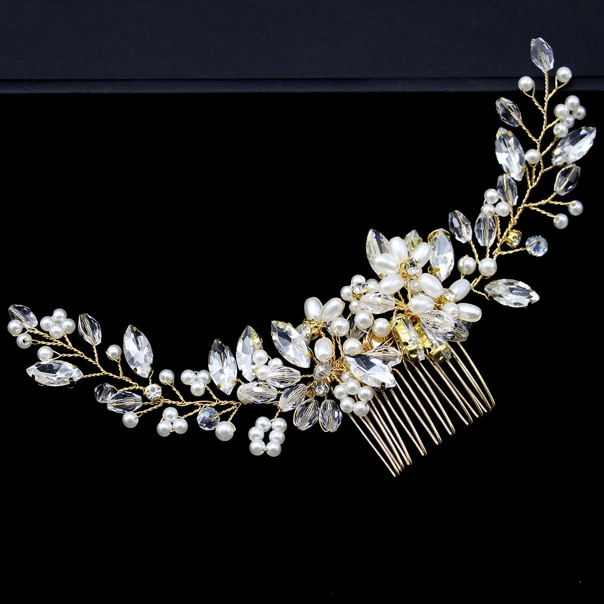 Simple Leaf Pearl Hair Combs Wedding Hair Accessories