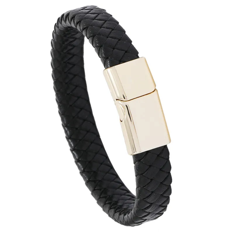 Simple Leather Alloy Magnet Buckle Retro Bracelet