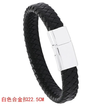 Simple Leather Alloy Magnet Buckle Retro Bracelet