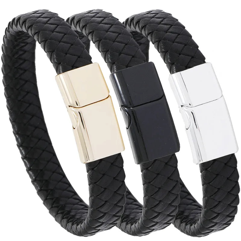 Simple Leather Alloy Magnet Buckle Retro Bracelet