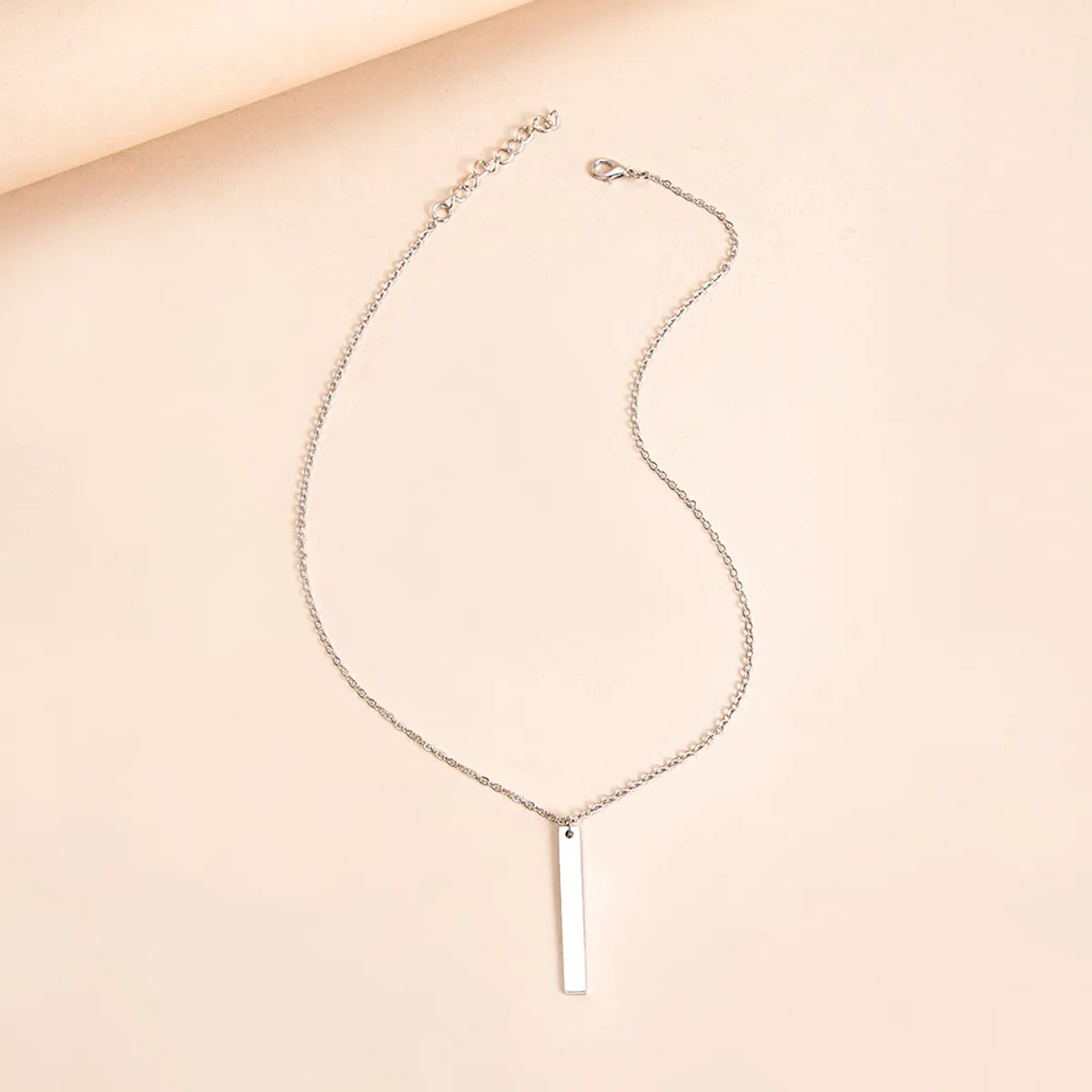 Simple Long Black Stick Pendent Stainless Steel Necklace