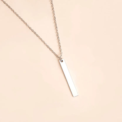 Simple Long Black Stick Pendent Stainless Steel Necklace