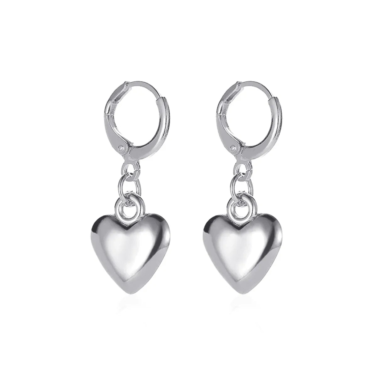 Simple Mirror Three-Dimensional Love Earrings Punk Style Metal Heart-Shaped Earrings