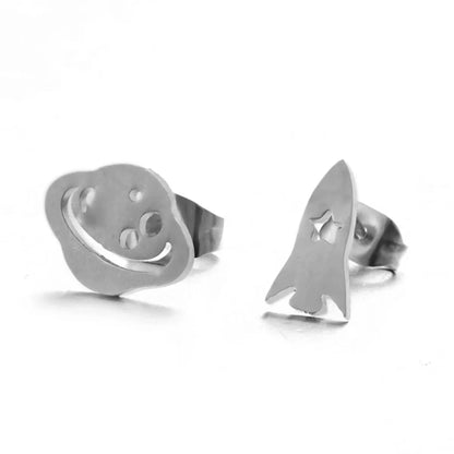 Simple Moon Rocket Alloy Earrings Wholesale