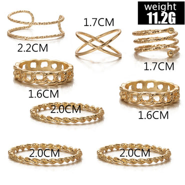 Simple Multi-layer Cross-opening Twist Ring Set 8-piece