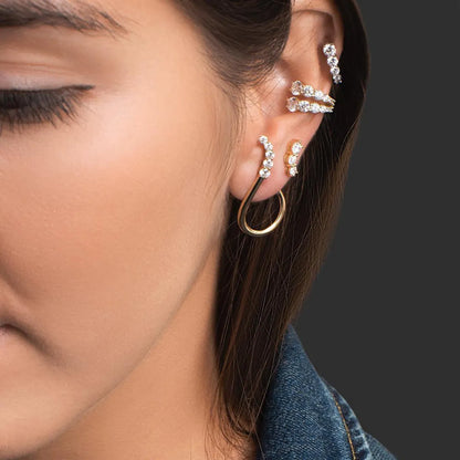 Simple Multi-layer Diamonds C-shaped Ear Clips