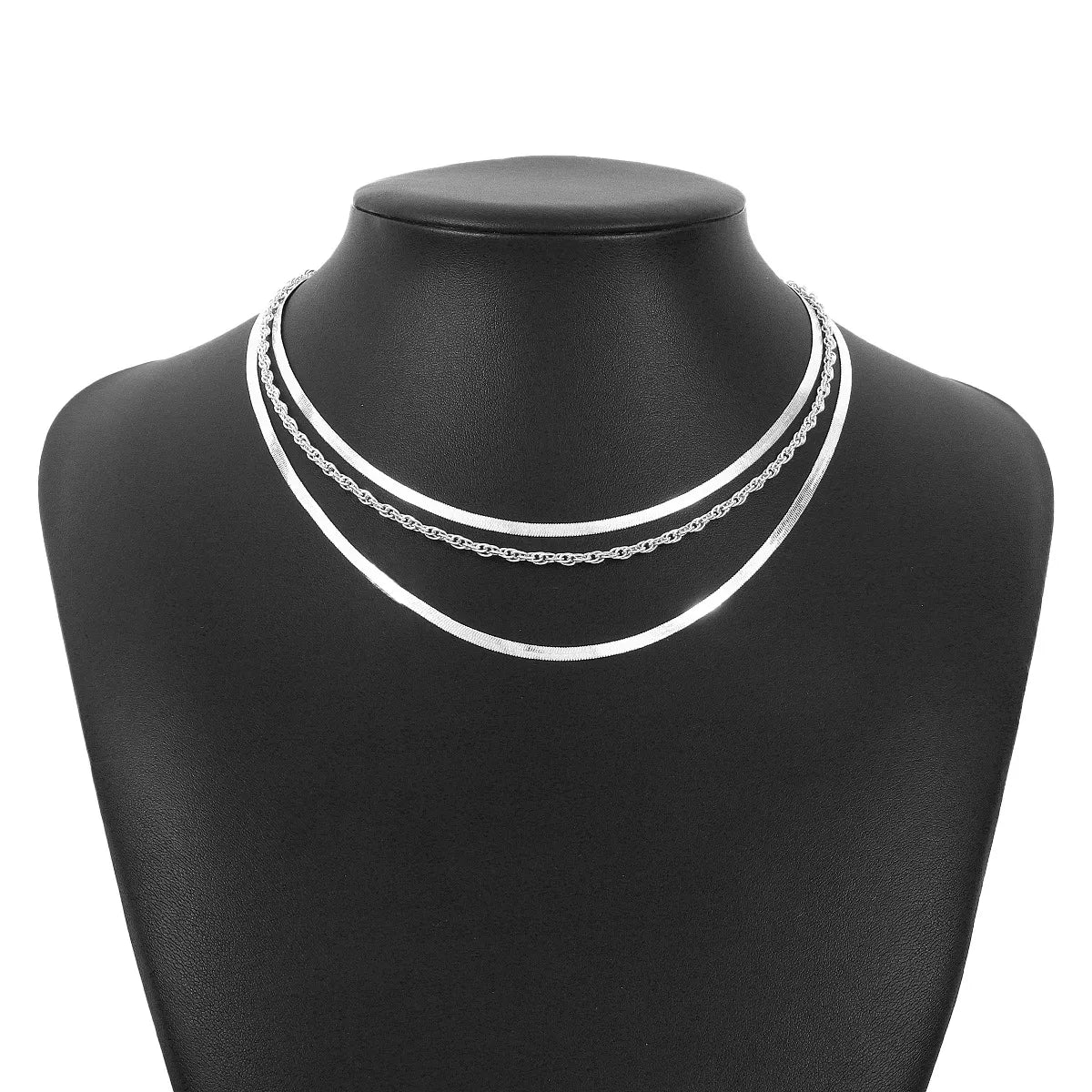 Simple Multi-layer Snake Bone Chain Geometric Necklace