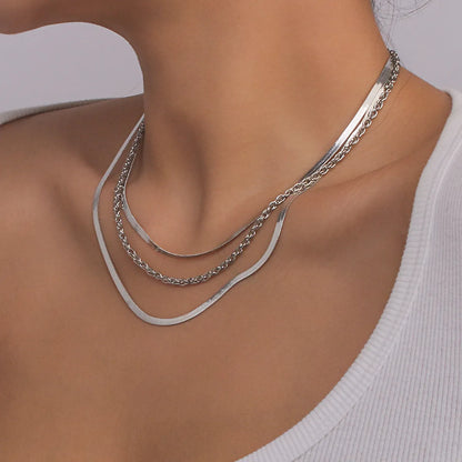 Simple Multi-layer Snake Bone Chain Geometric Necklace