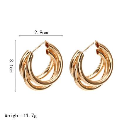 Simple Multi-layered C-shaped Alloy Hoop Earrings Nhpf147199