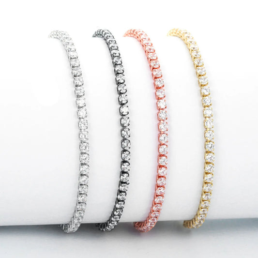 European And American Fashion New Style Zircon Bracelet Single Row Claw Inlaid Personality Simple Multi-color Adjustable Bracelet Factory Wholesale