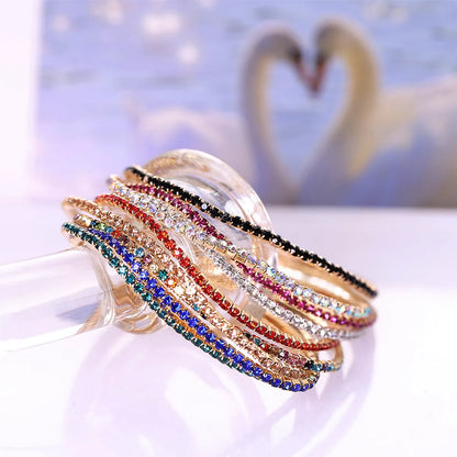 Simple Multicolor Rhinestone Elastic Bracelet