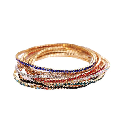 Simple Multicolor Rhinestone Elastic Bracelet