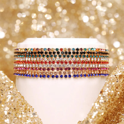 Simple Multicolor Rhinestone Elastic Bracelet