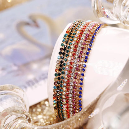 Simple Multicolor Rhinestone Elastic Bracelet