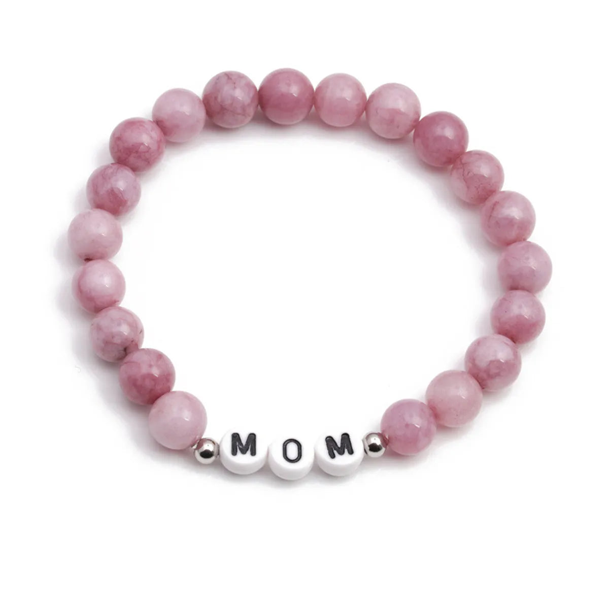 Simple Natural Stone Plus Color Mama Beaded Bracelet Mother's Day Female