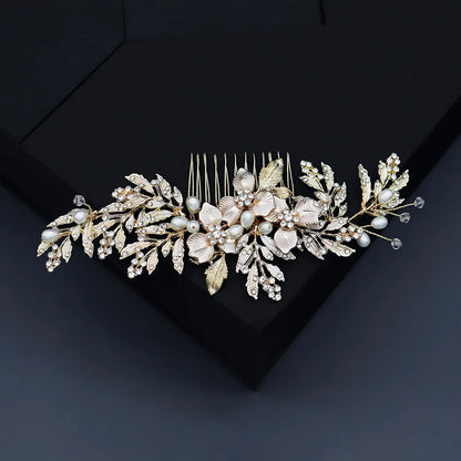 Simple New Pearl Flower Leaf Hair Clip