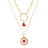 Simple New Style Double Layer Heart Pendant Necklace Clavicle Chain