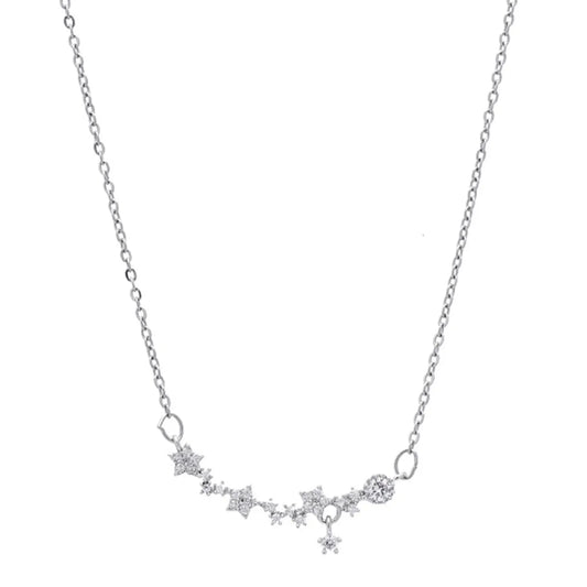 Simple New Style Star Shape Inlaid Diamond Pendant Clavicle Chain Short Necklace