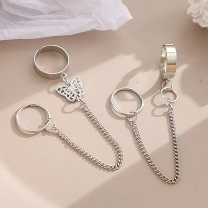 Simple Opening Adjustable Conjoined Butterfly Alloy Ring Wholesale