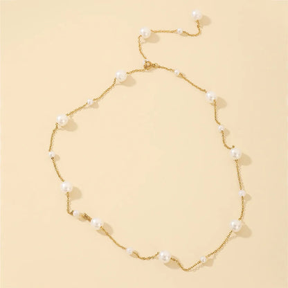 Simple Pearl Beaded Chain Fashion Necklace