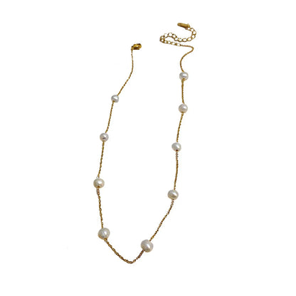 Simple Pearl Beaded Chain Fashion Necklace