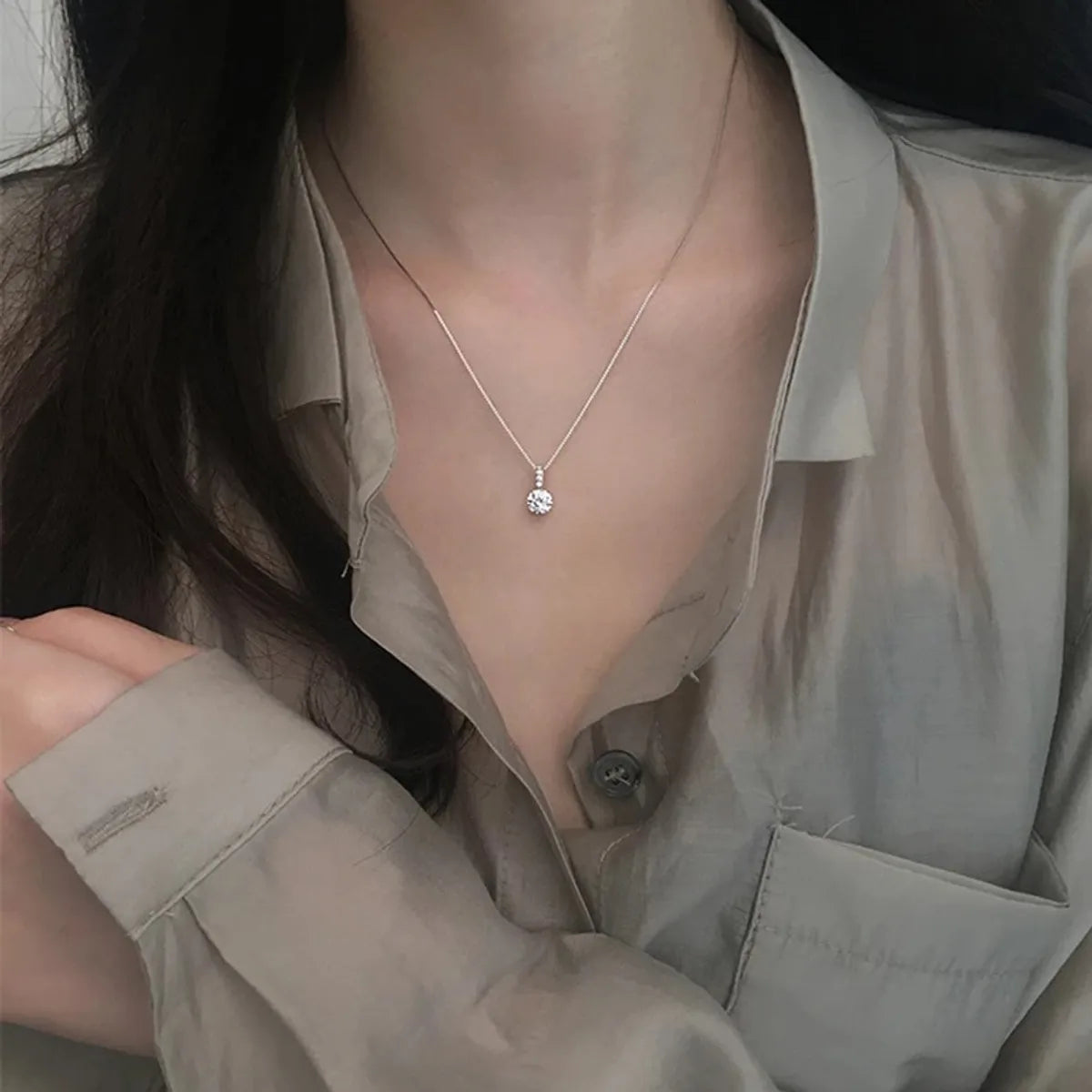 Simple Pendant With A Single Flashing Diamond Necklace Design Niche Temperament Clavicle Chain