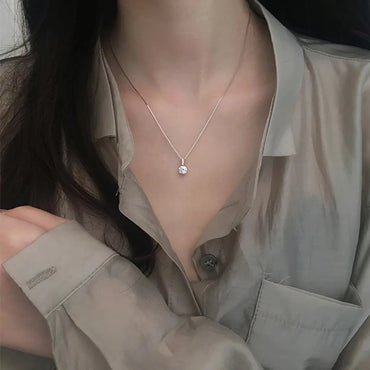 Simple Pendant With A Single Flashing Diamond Necklace Design Niche Temperament Clavicle Chain