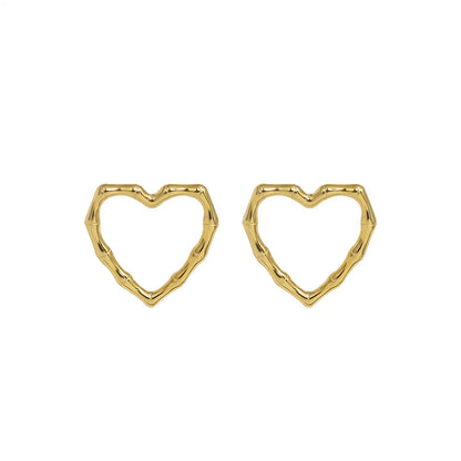 Simple Personality Titanium Steel 18k Gold Heart Earrings Wholesale